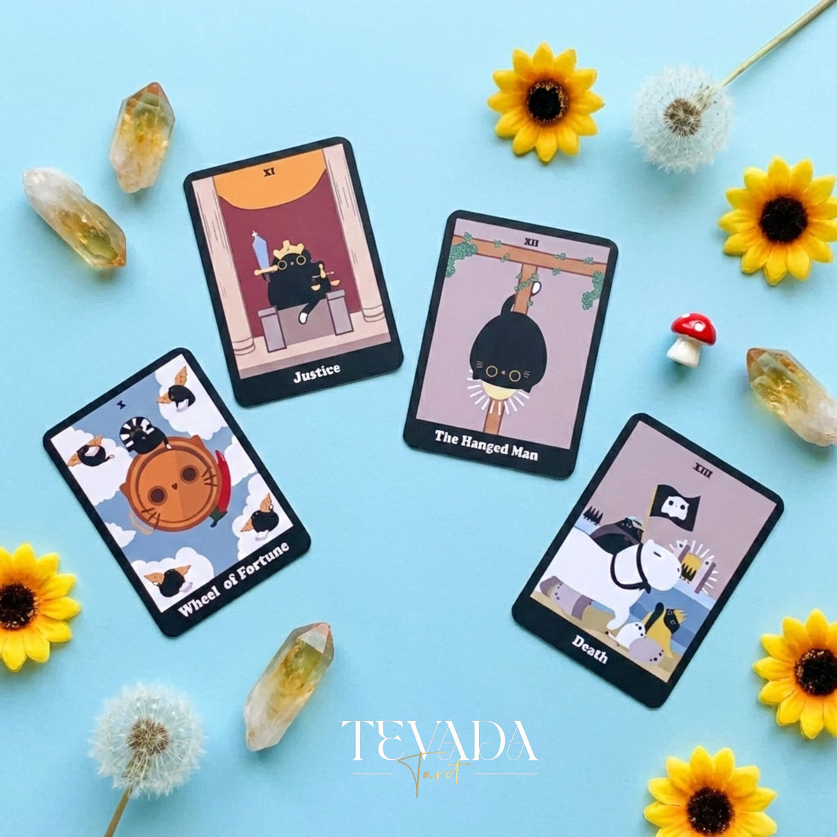 Yinyang le chat Tarot Origin Boxset dessin animé fantaisiste Cartes de Tarot Indie pour l&
