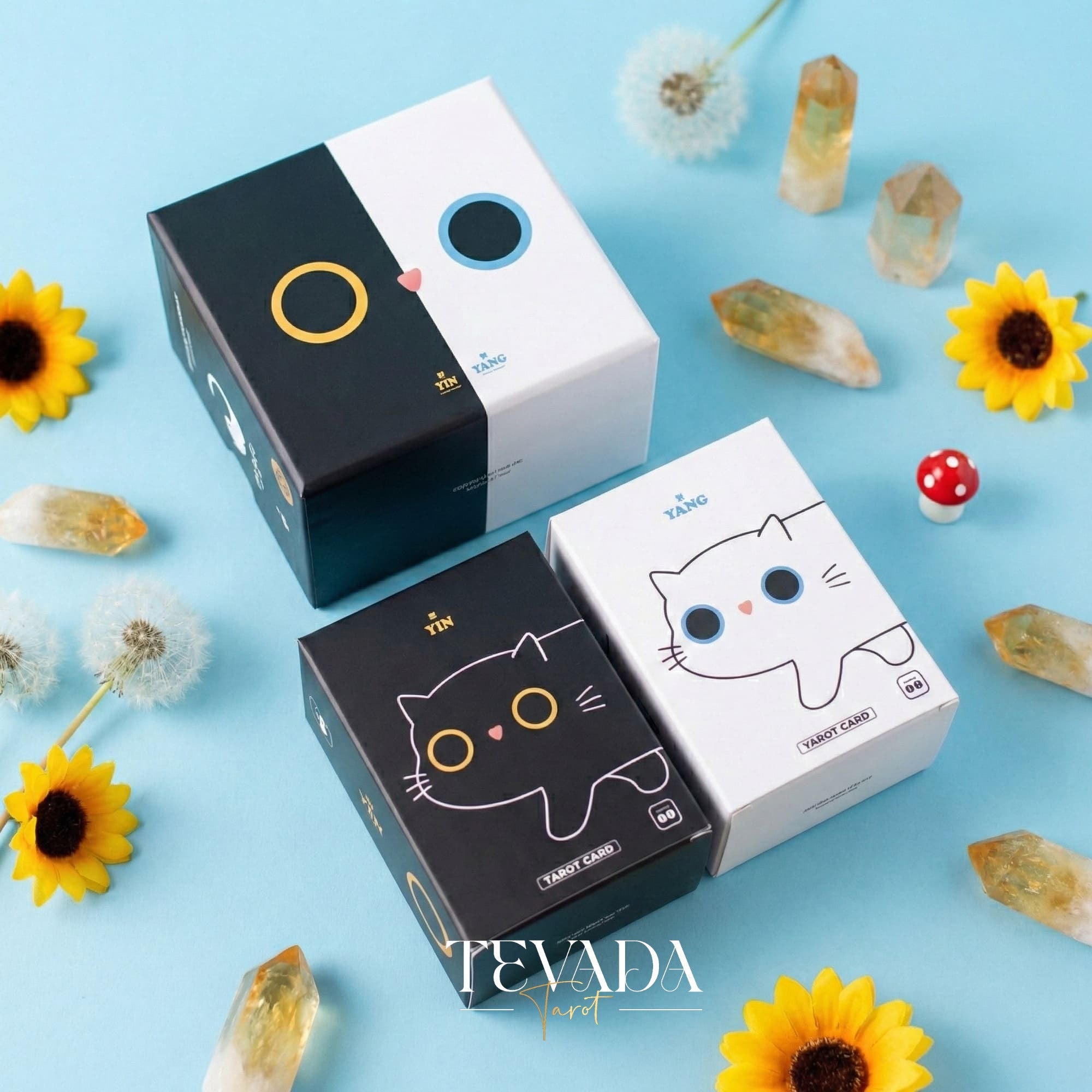 Yinyang the Cat Tarot Origin Boxset whimsical cartoon Indie Tarot Cards for balance and self-reflection