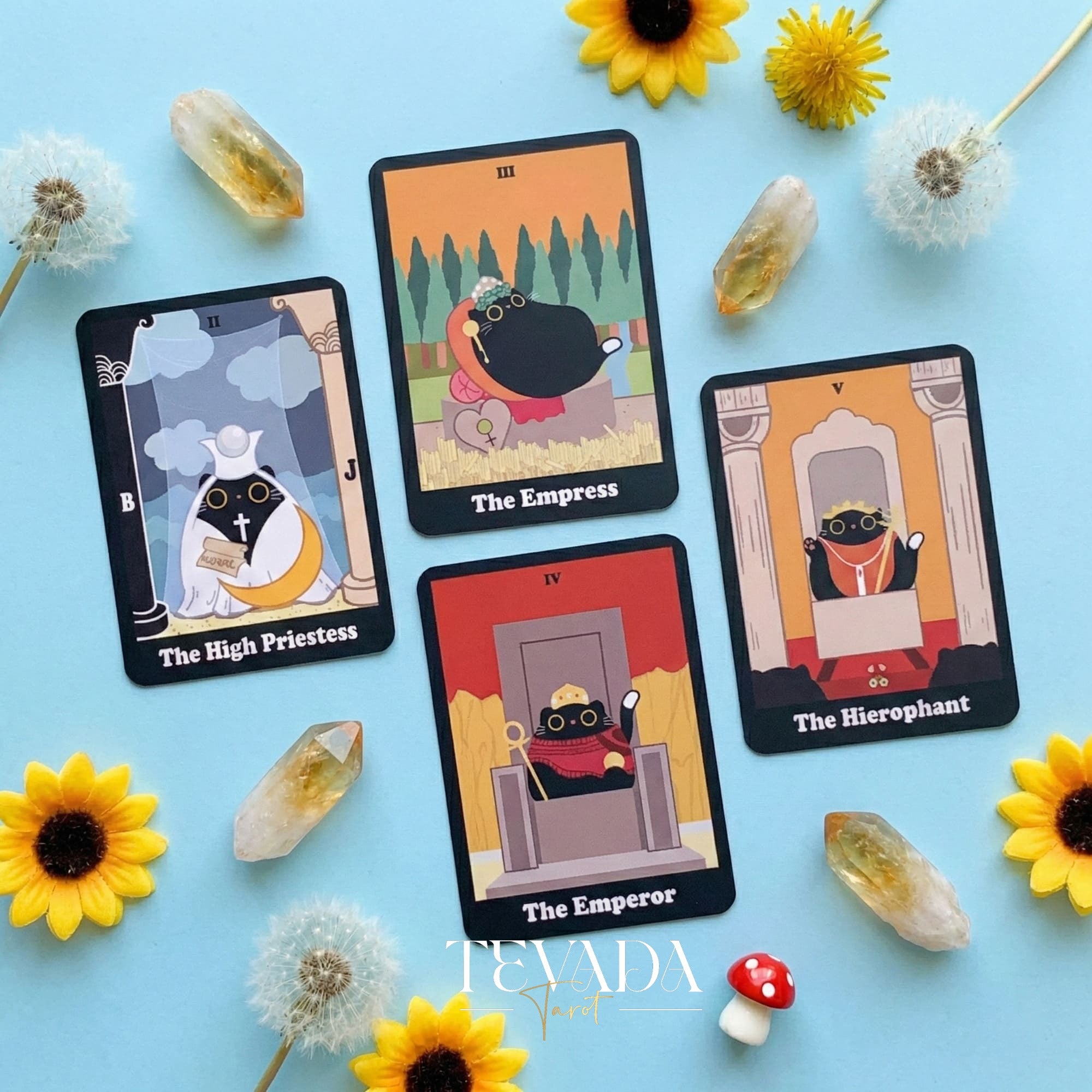 Yinyang le chat Tarot Origin Boxset dessin animé fantaisiste Cartes de Tarot Indie pour l&