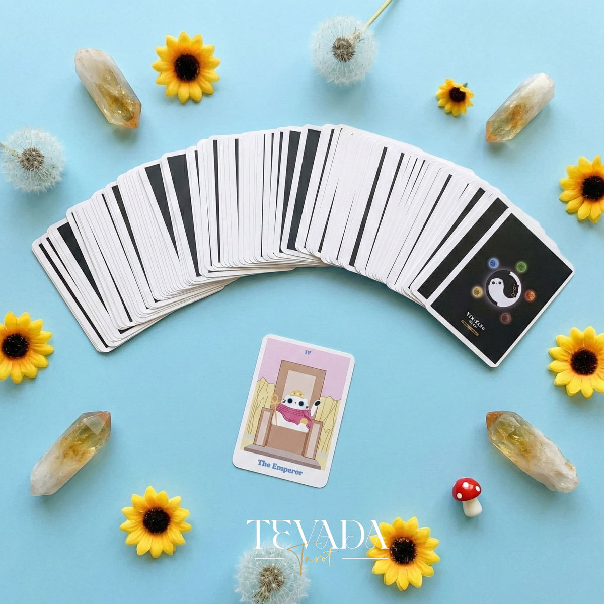 Yinyang le chat Tarot Origin Boxset dessin animé fantaisiste Cartes de Tarot Indie pour l&