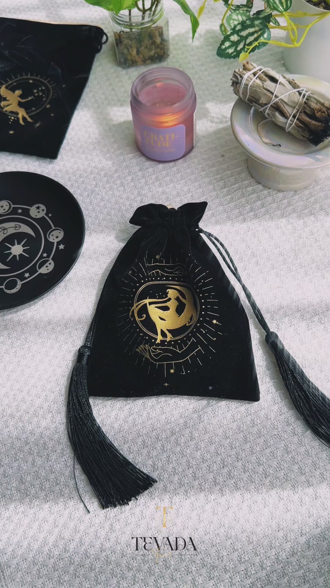 Black Velvet Tarot Bag Little Fairy