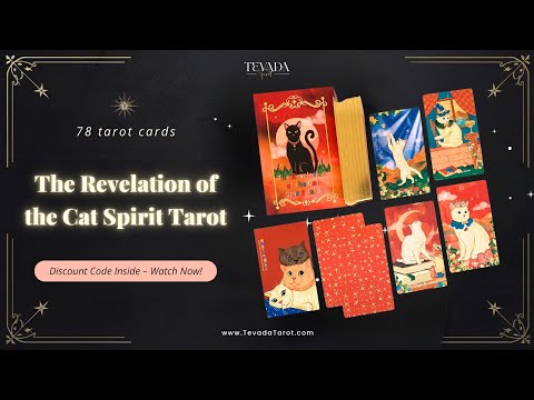 The Revelation of the Cat Spirit Tarot Deck featuring painterly cat art and gold foil details for intuitive guidance.