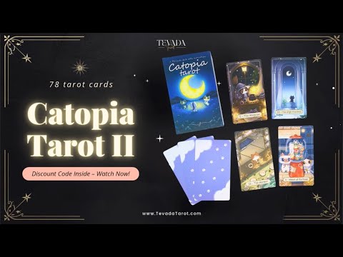 Catopia Tarot II featuring whimsical cat artwork on smooth cardstock for healing and playful divination.