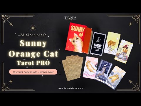Sunny Orange Cat Tarot PRO Edition whimsical cartoon Indie Tarot Deck for inner child healing and gentle self reflection.