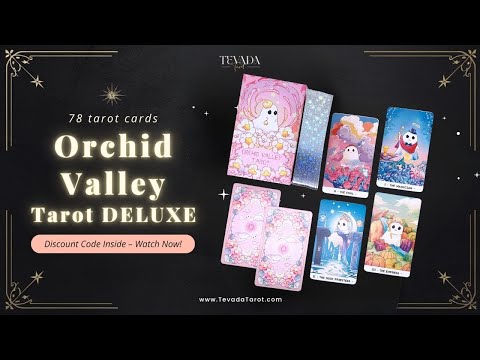 Orchid Valley Tarot featuring cute pastel ghost art and holographic silver edges for healing divination.