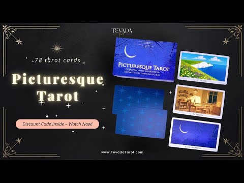 Picturesque Tarot Deck with horizontal healing landscape illustrations for intuitive divination.
