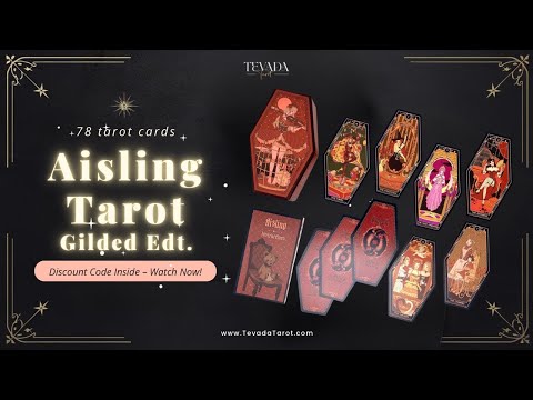 Aisling Tarot Gilded Edt featuring gothic violin art and coffin box for shadow work divination.