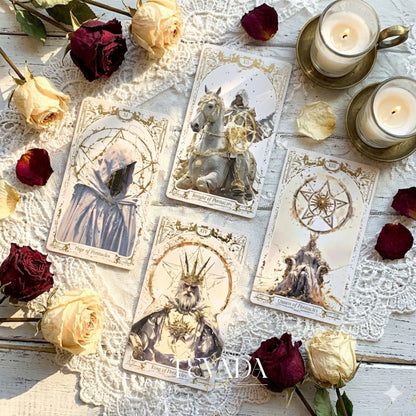 Abyss Tarot Deck 2026 Edition gothic luxury Indie Tarot Cards with gold foil edges for shadow work.