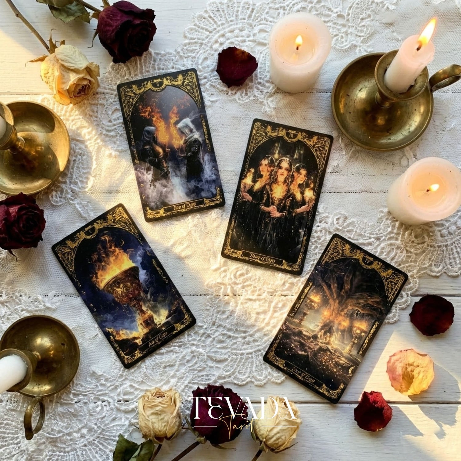 Abyss Tarot Deck 2026 Edition gothic luxury Indie Tarot Cards with gold foil edges for shadow work.