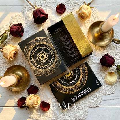 Abyss Tarot Deck 2026 Edition gothic luxury Indie Tarot Cards with gold foil edges for shadow work.