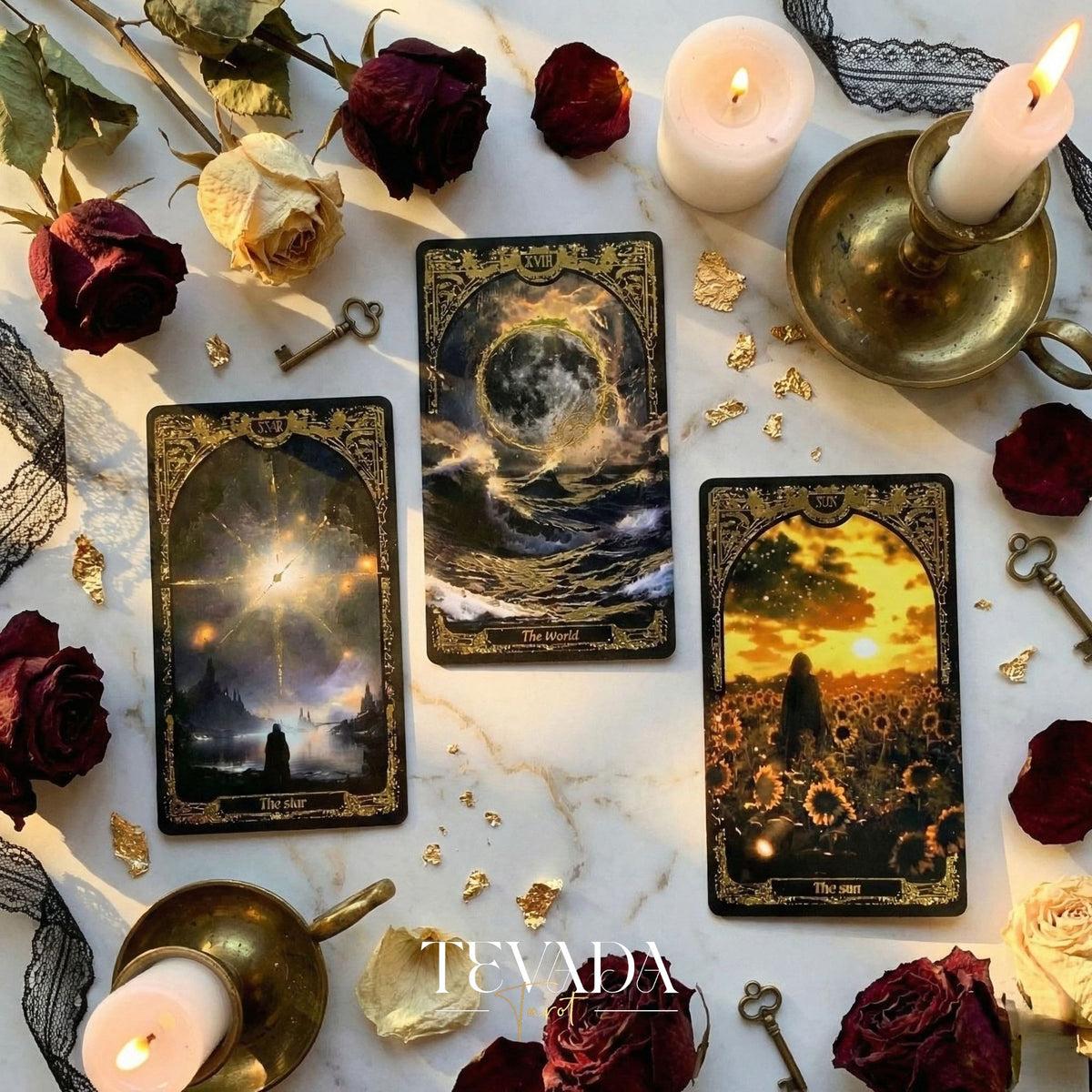 Abyss Tarot Deck 2026 Edition gothic luxury Indie Tarot Cards with gold foil edges for shadow work.