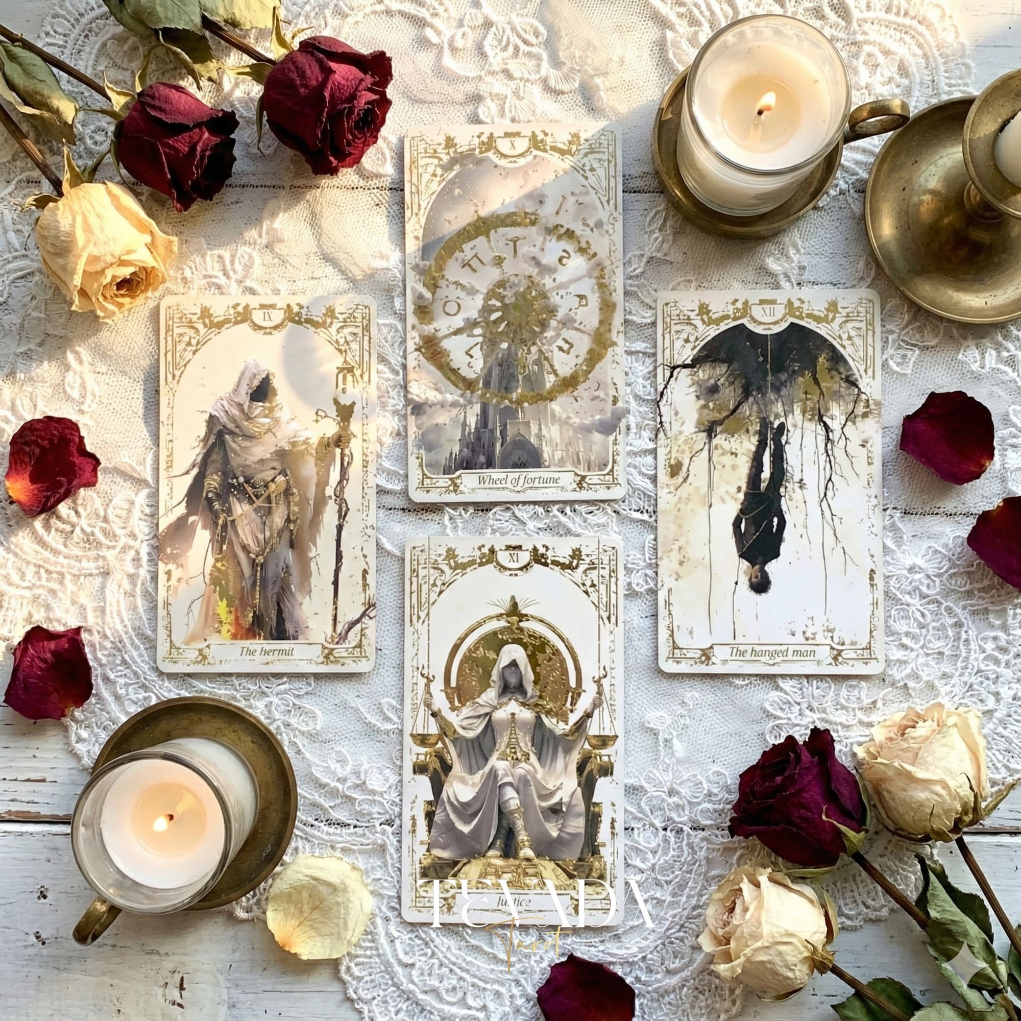Abyss Tarot Deck 2026 Edition gothic luxury Indie Tarot Cards with gold foil edges for shadow work.