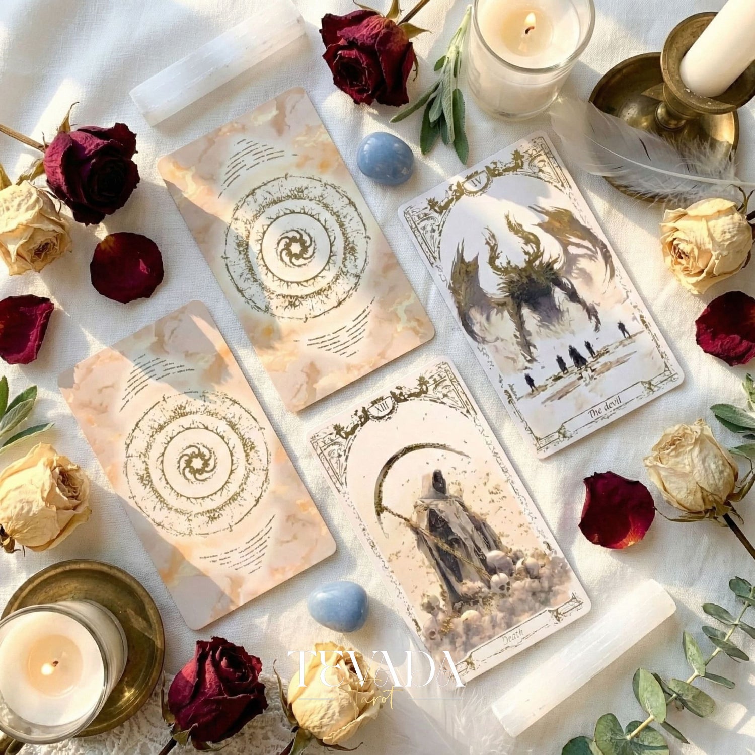 Abyss Tarot Deck 2026 Edition gothic luxury Indie Tarot Cards with gold foil edges for shadow work.