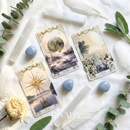 Abyss Tarot Deck 2026 Edition gothic luxury Indie Tarot Cards with gold foil edges for shadow work.