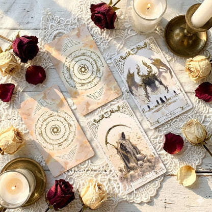 Abyss Tarot Deck 2026 Edition gothic luxury Indie Tarot Cards with gold foil edges for shadow work.