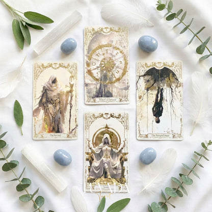 Abyss Tarot Deck 2026 Edition gothic luxury Indie Tarot Cards with gold foil edges for shadow work.