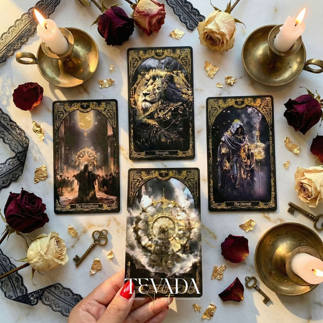Abyss Tarot Deck 2026 Edition gothic luxury Indie Tarot Cards with gold foil edges for shadow work.