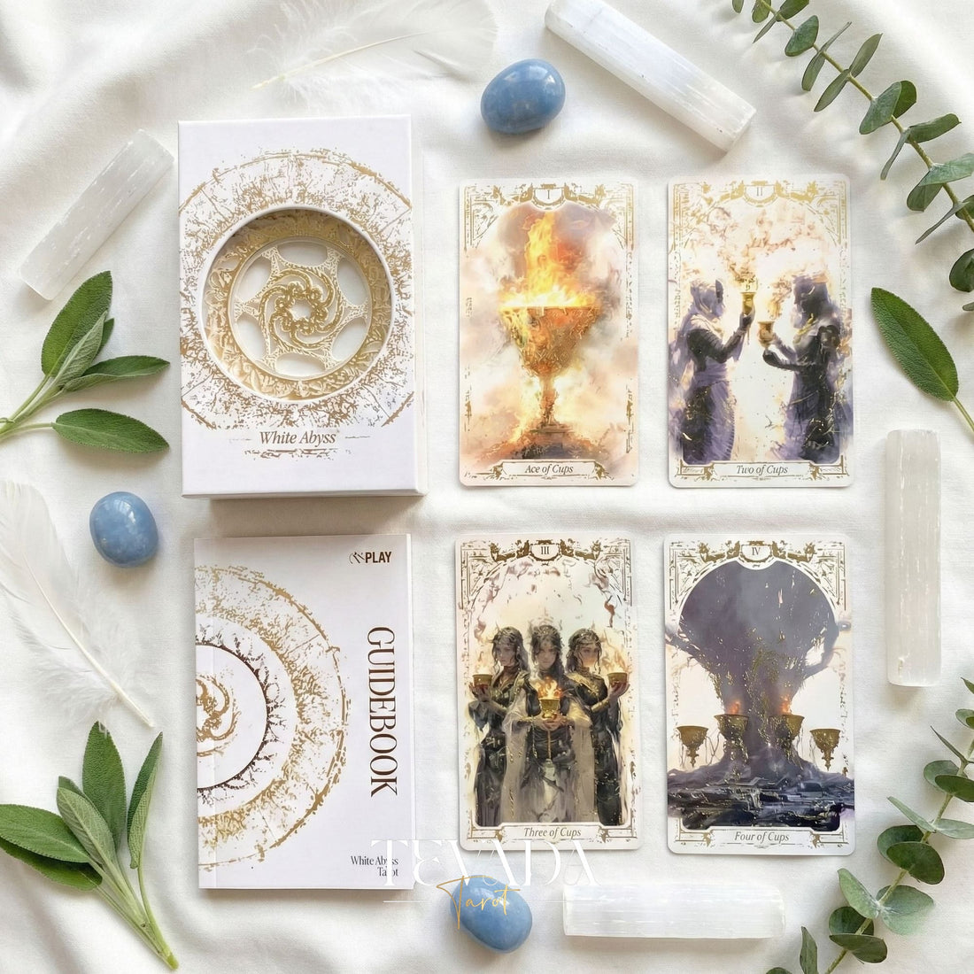 Abyss Tarot Deck 2026 Edition gothic luxury Indie Tarot Cards with gold foil edges for shadow work.