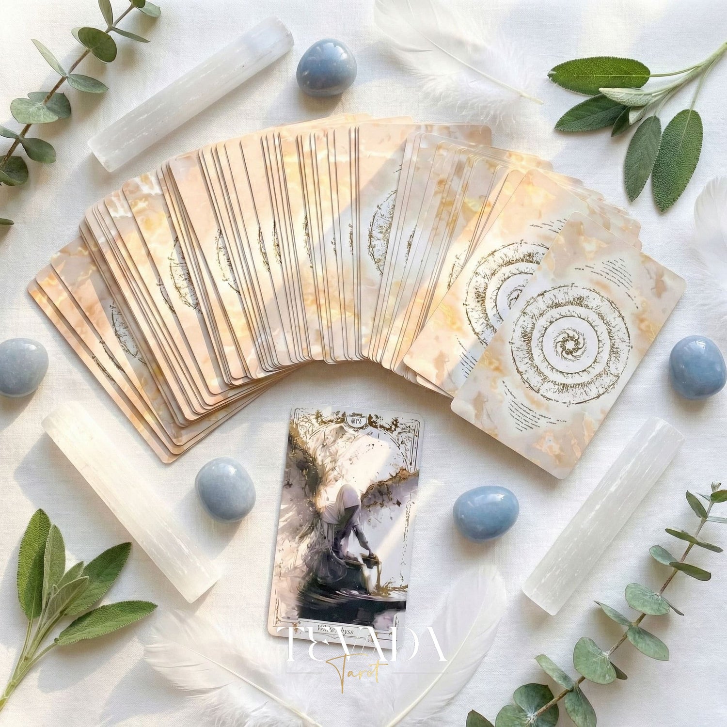 Abyss Tarot Deck 2026 Edition gothic luxury Indie Tarot Cards with gold foil edges for shadow work.