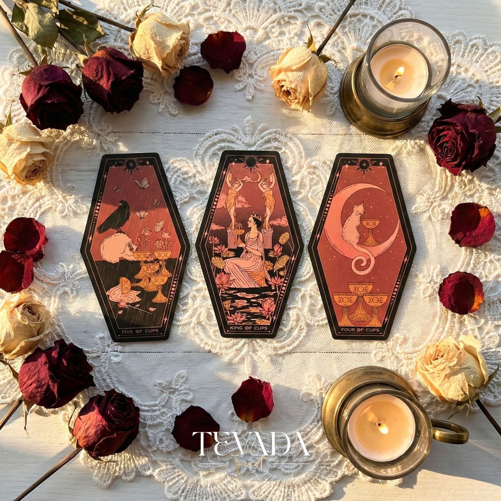 Aisling Tarot Gilded Edt featuring gothic violin art and coffin box for shadow work divination.