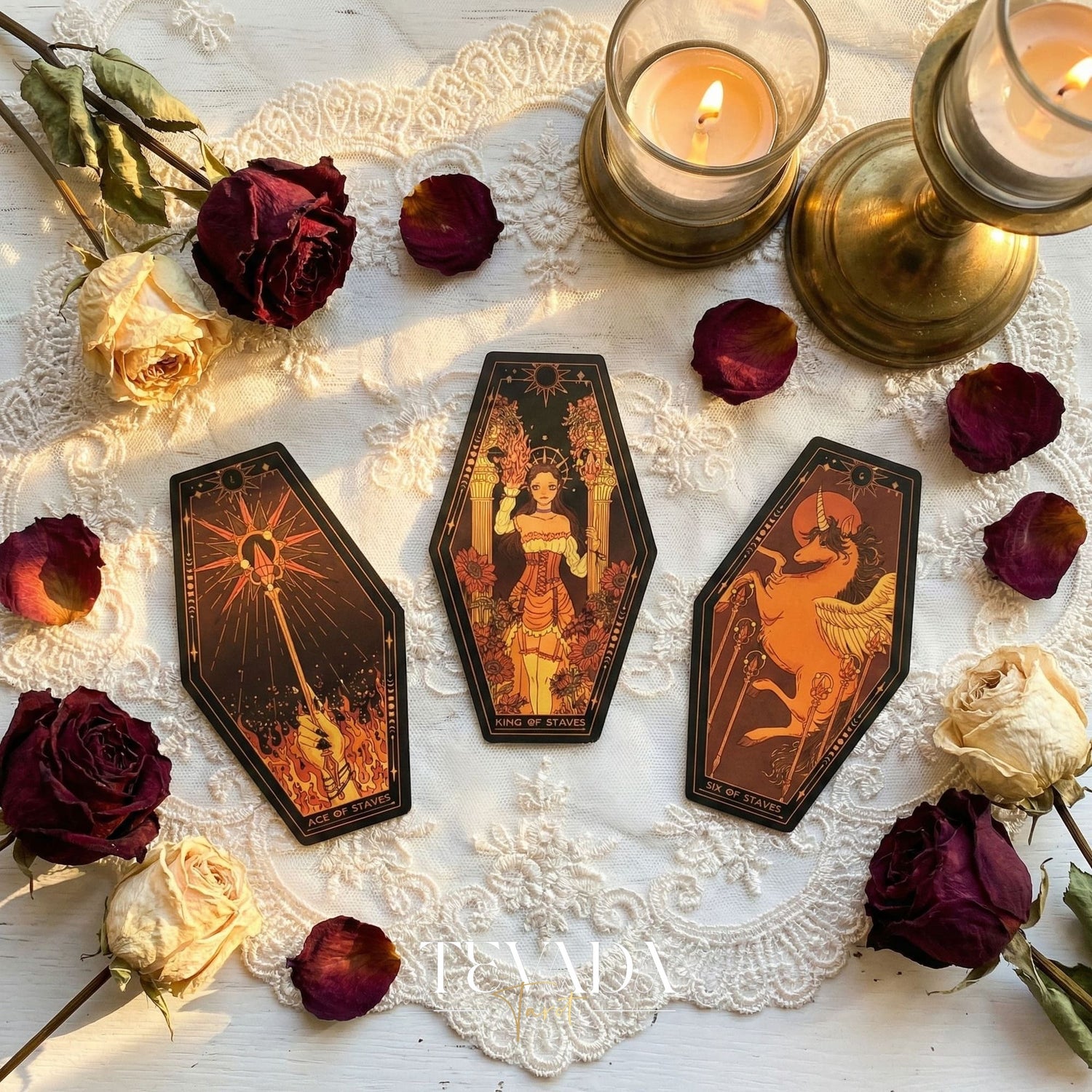 Aisling Tarot Gilded Edt featuring gothic violin art and coffin box for shadow work divination.