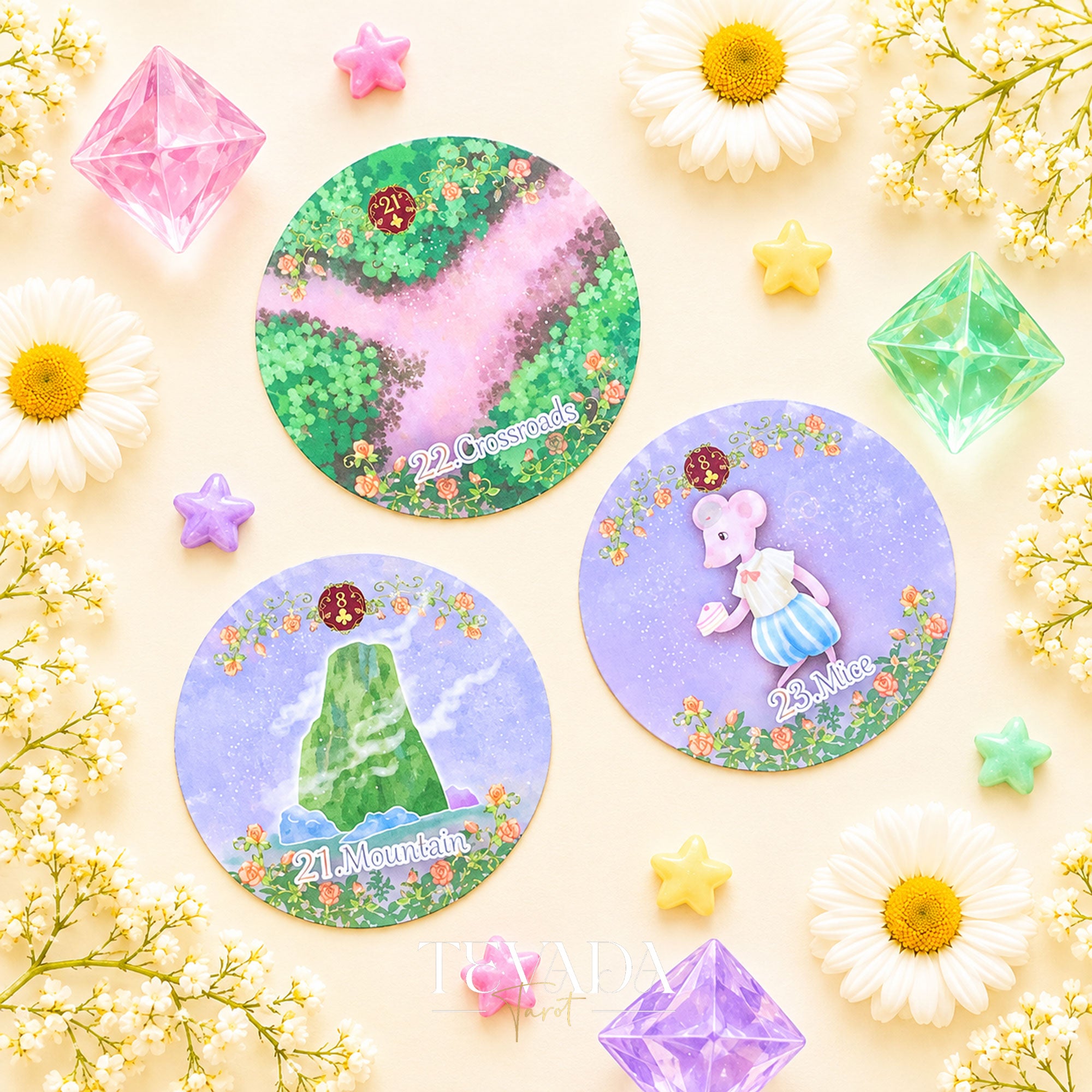 Alice’s Illusory Dream Lenormand MINI round pocket oracle cards for gentle daily reflection