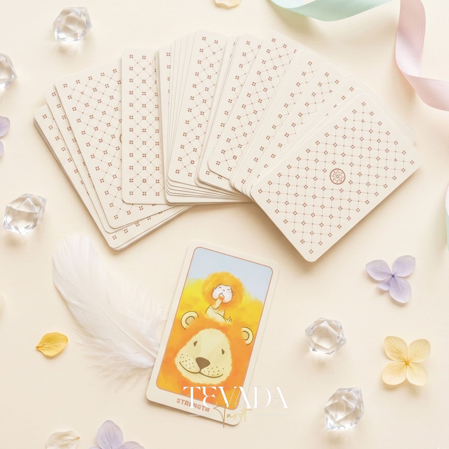 Ari Baby Tarot Deck whimsical pink cartoon indie tarot deck with foil pink edges for gentle inner child healing.