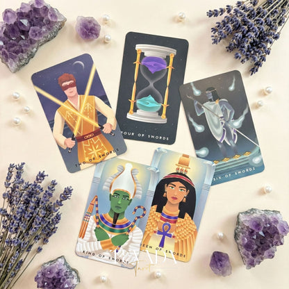 The Astramyst Tarot Deck whimsical cosmic and Thai Khon art Indie Tarot Deck on 350gsm matte paper for self reflection.