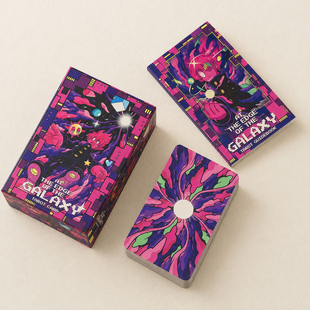At the Edge of the Galaxy Tarot hand-drawn cyberpunk deck for reflection and personal growth