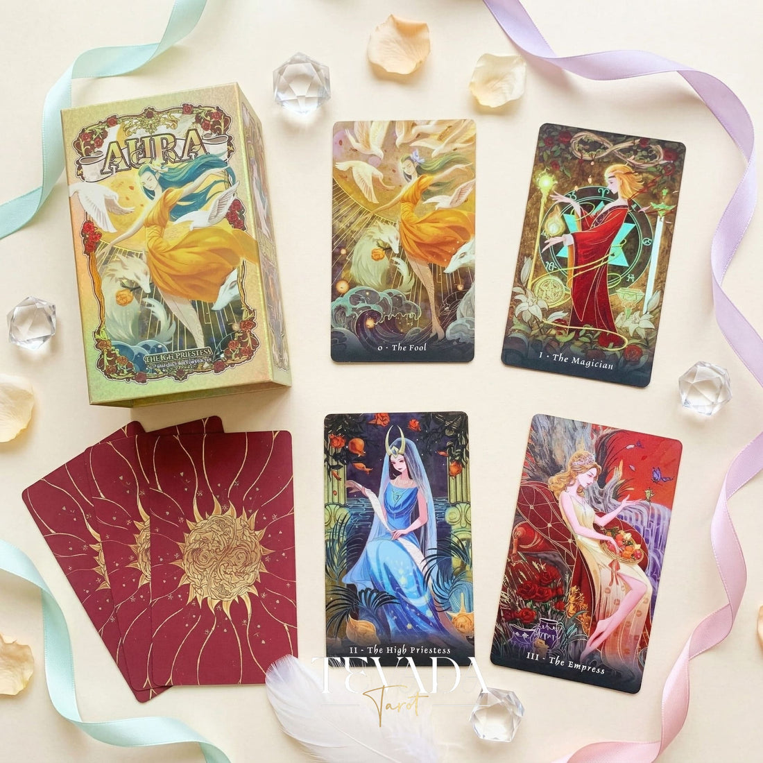 Aura Tarot whimsical retro cartoon Indie Tarot Deck for quiet self-reflection and meaningful daily rituals.