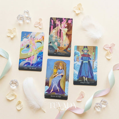 Aura Tarot whimsical retro cartoon Indie Tarot Deck for quiet self-reflection and meaningful daily rituals.