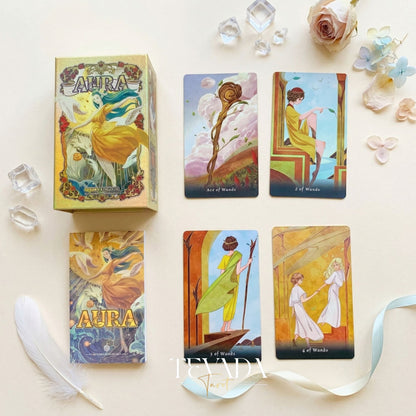 Aura Tarot whimsical retro cartoon Indie Tarot Deck for quiet self-reflection and meaningful daily rituals.