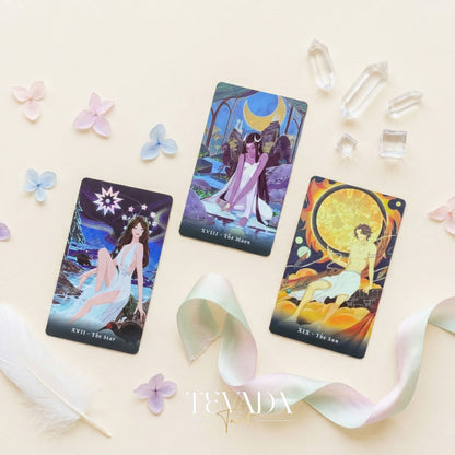 Aura Tarot whimsical retro cartoon Indie Tarot Deck for quiet self-reflection and meaningful daily rituals.