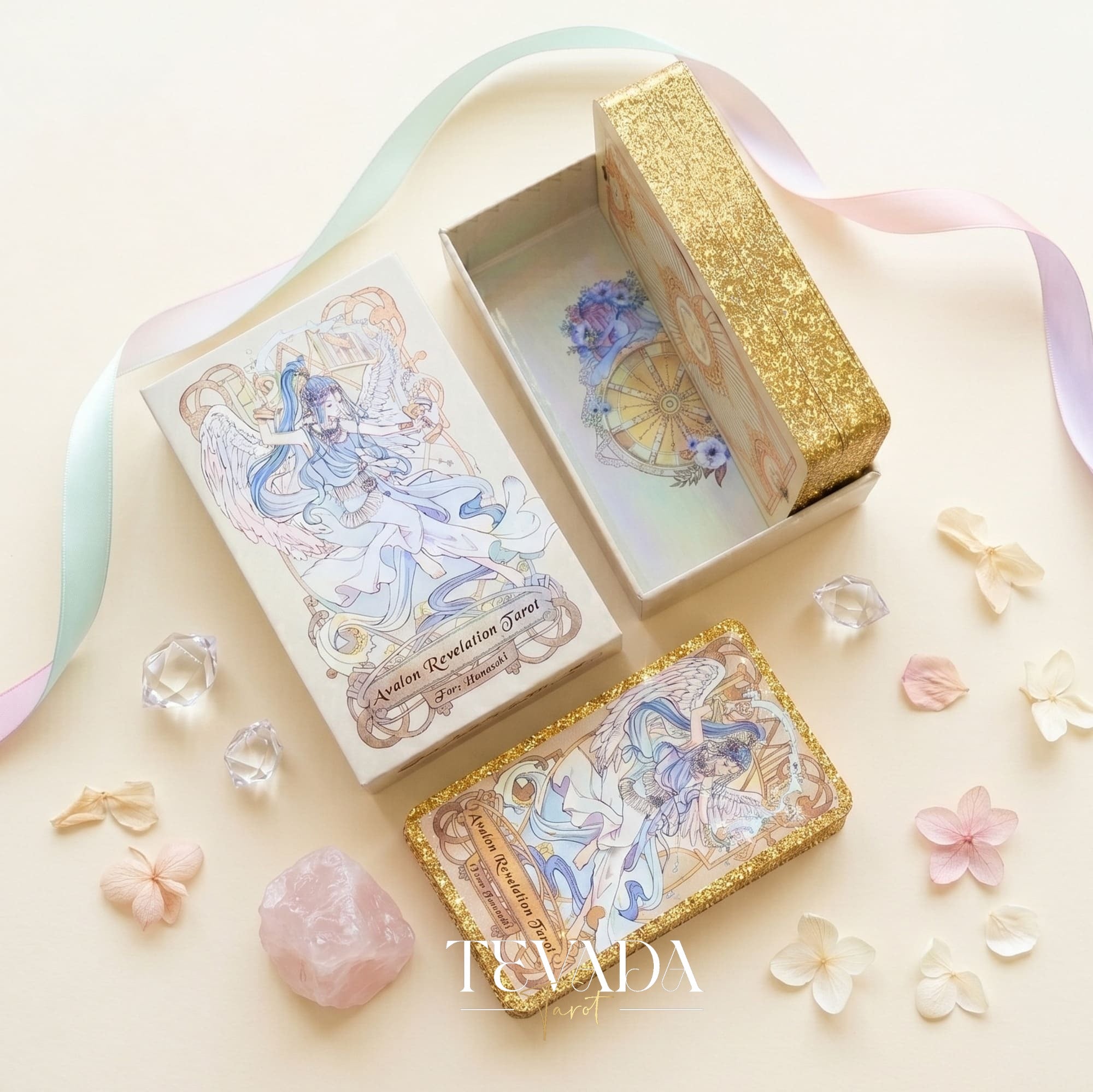 Avalon Revelation Tarot DELUXE Edition Japanese anime indie tarot deck for inner child healing.