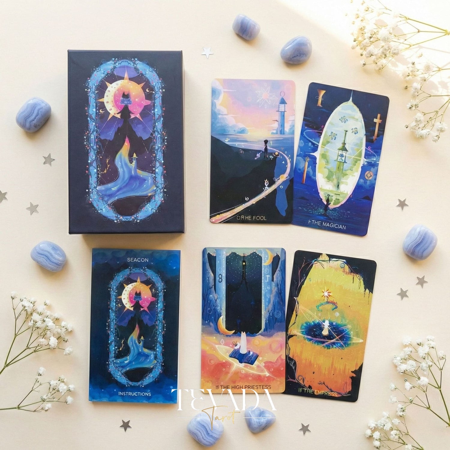 Walnut Puppet Tarot Gilded Edt. whimsical wooden character Indie Tarot Cards for beginner divination and daily joy.