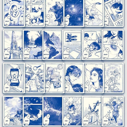 Blues Lenormand Deck Klein blue comic-style oracle deck for direct daily readings