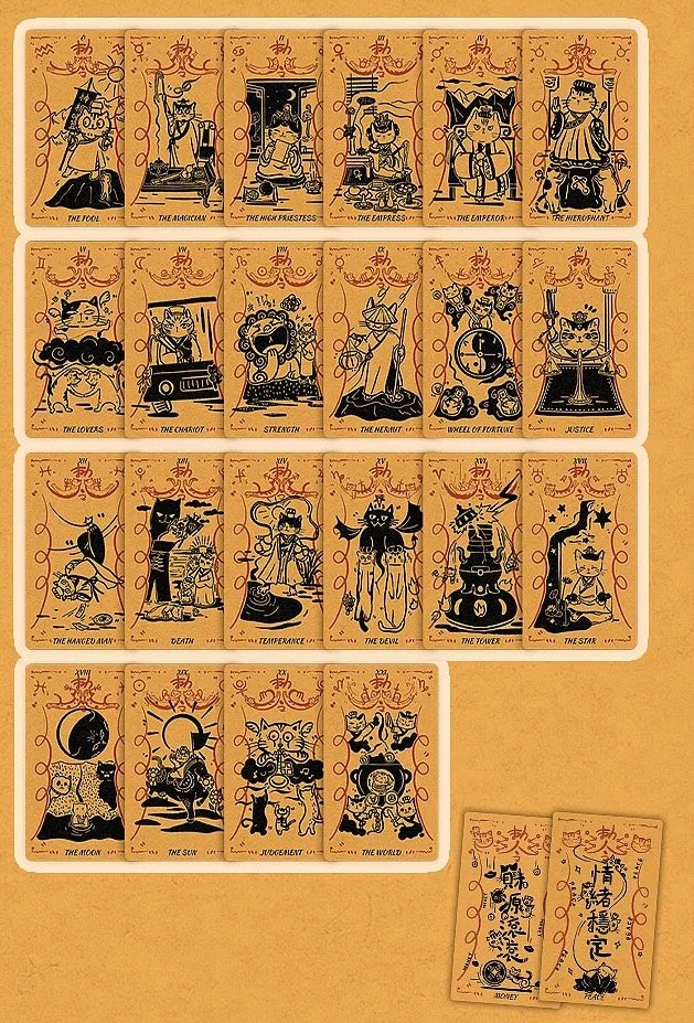 Cat Charm Tarot Deck vintage orange cat tarot cards for warm daily guidance
