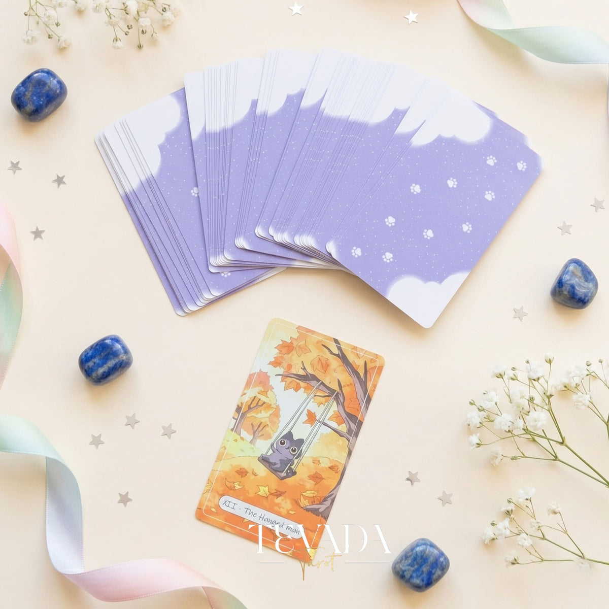Catopia Tarot II featuring whimsical cat artwork on smooth cardstock for healing and playful divination.
