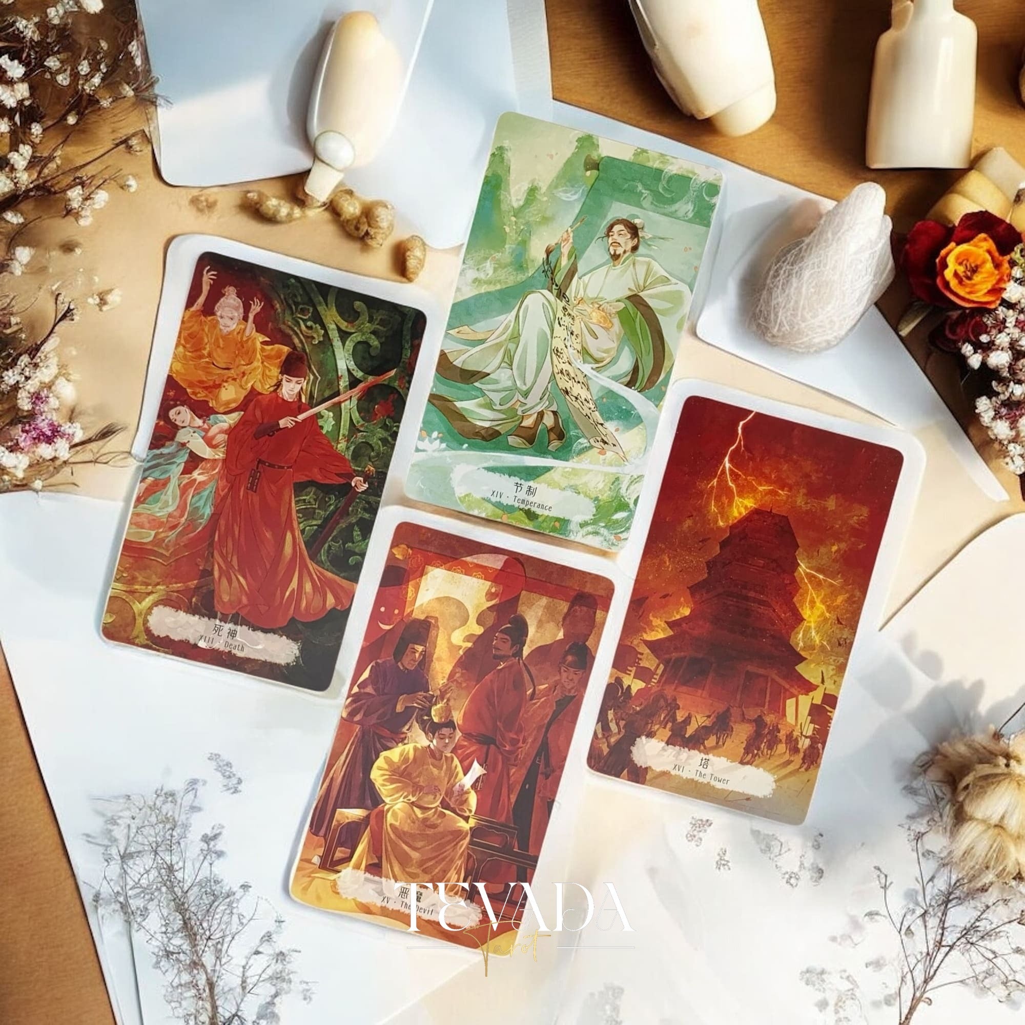 Tarot de ilusión de Chang An Cartas de tarot independientes de estilo chino histórico DELUXE para reflexión cultural y adivinación.