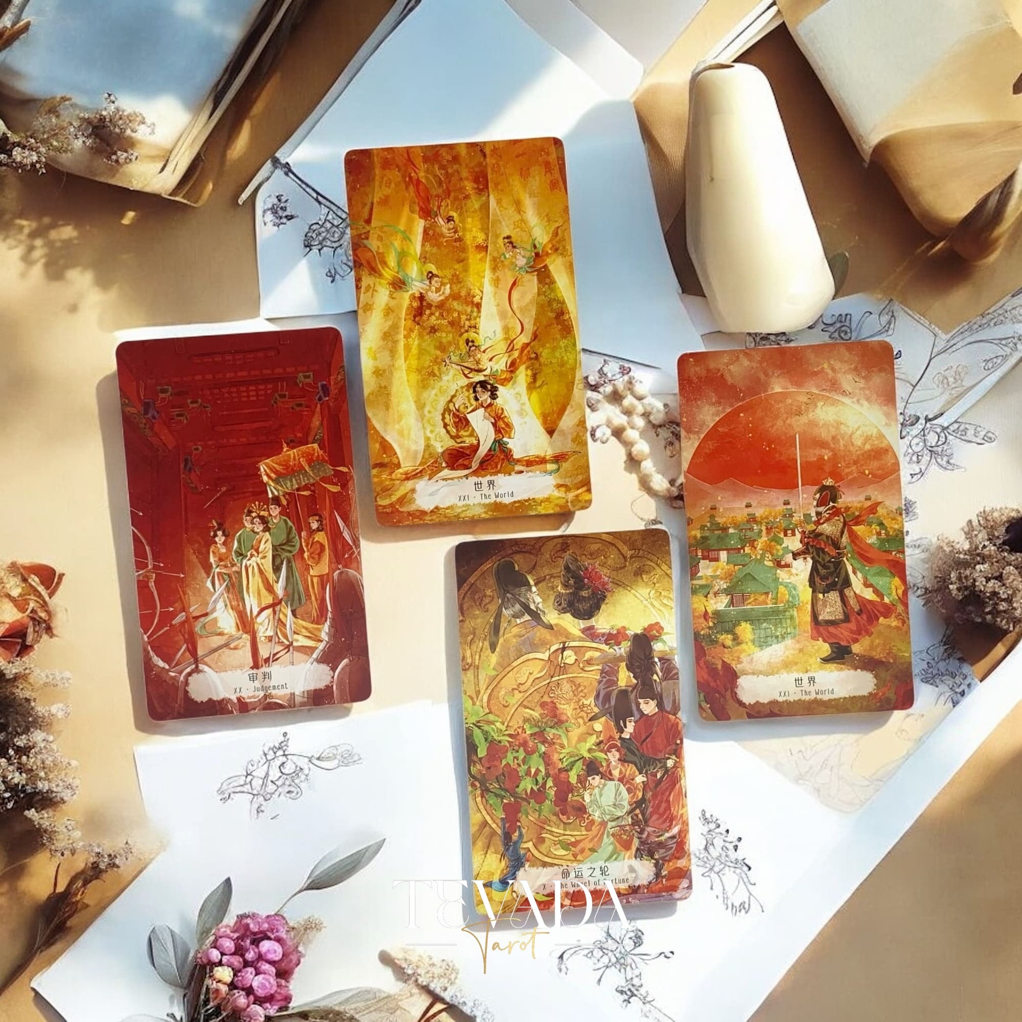 Tarot de ilusión de Chang An Cartas de tarot independientes de estilo chino histórico DELUXE para reflexión cultural y adivinación.