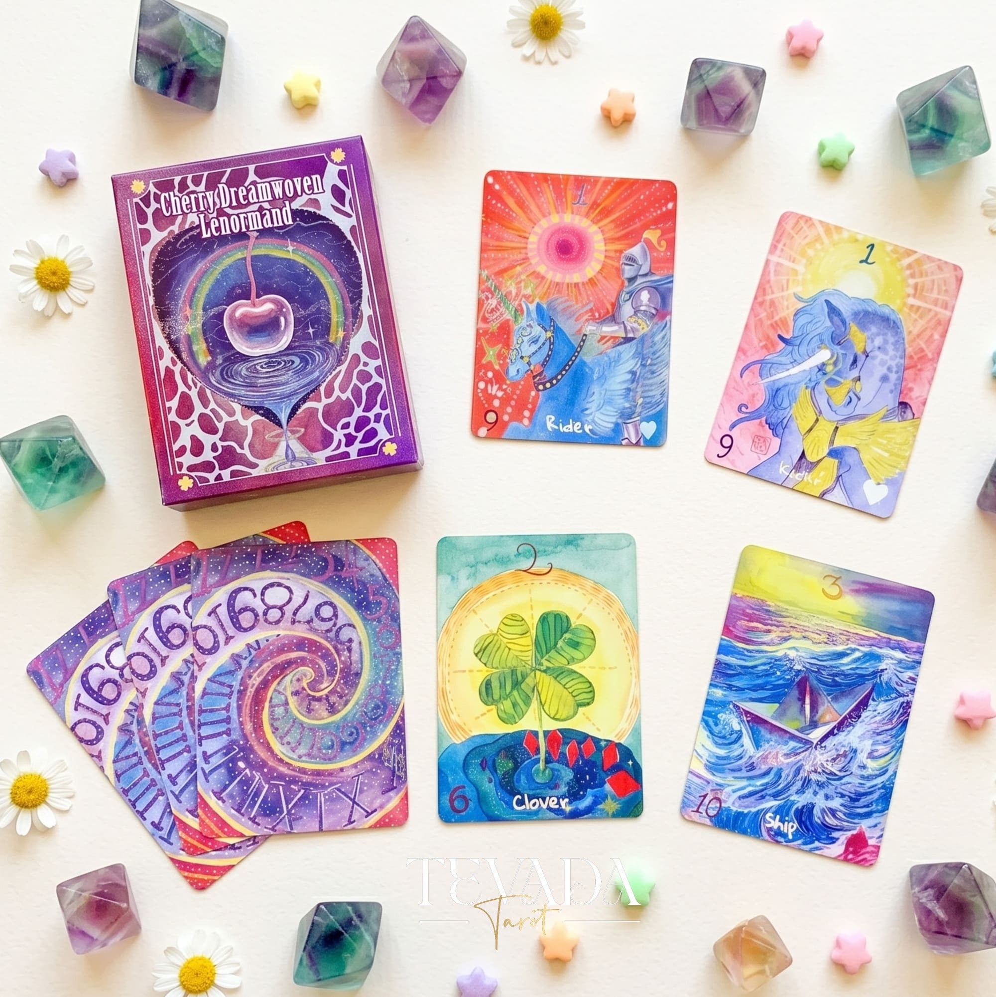 Cherry Dreamwoven Lenormand Mini Edition whimsical fairy-tale Oracle Cards for gentle daily divination and self-reflection.