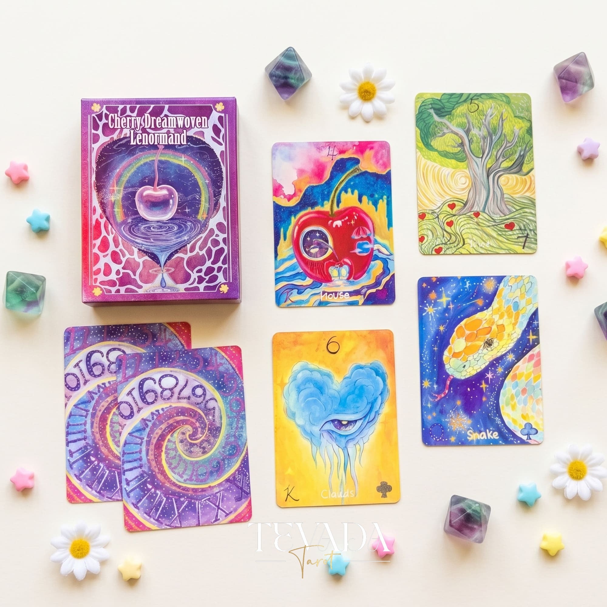Cherry Dreamwoven Lenormand Mini Edition whimsical fairy-tale Oracle Cards for gentle daily divination and self-reflection.