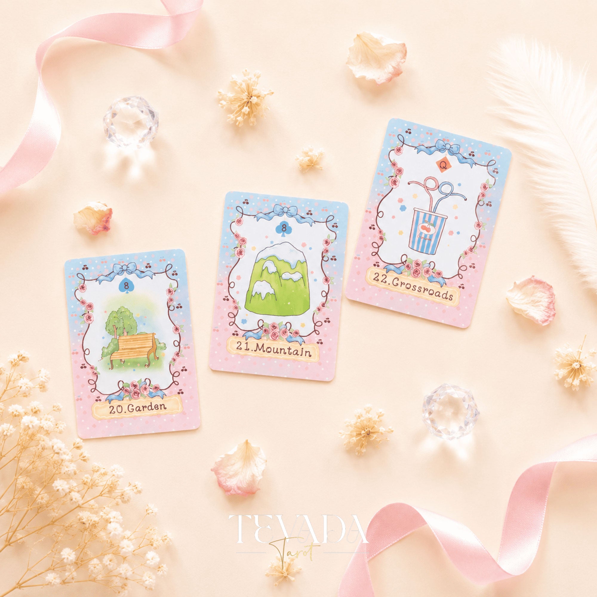 Cherry Rosarium Lenormand Deck pastel floral oracle cards for gentle daily clarity