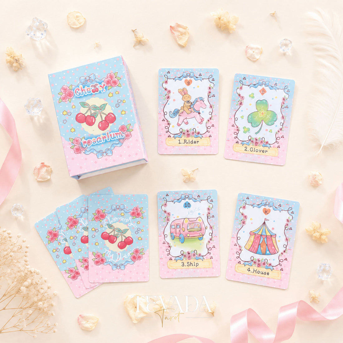 Cherry Rosarium Lenormand Deck pastel floral oracle cards for gentle daily clarity