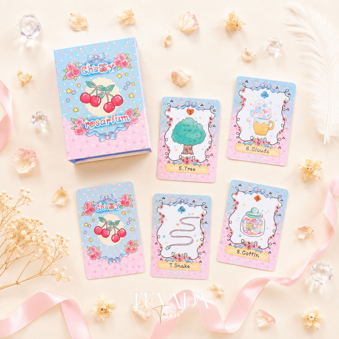 Cherry Rosarium Lenormand Deck pastel floral oracle cards for gentle daily clarity