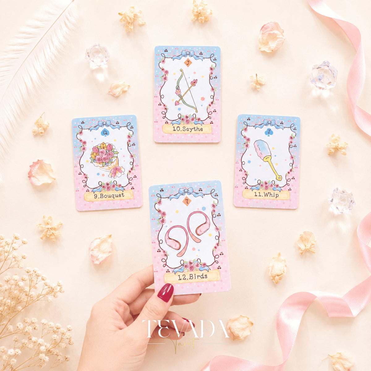 Cherry Rosarium Lenormand Deck pastel floral oracle cards for gentle daily clarity