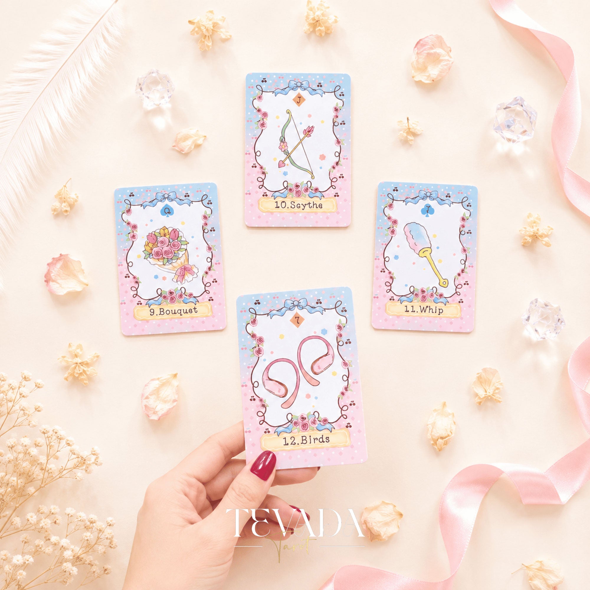 Cherry Rosarium Lenormand Deck pastel floral oracle cards for gentle daily clarity