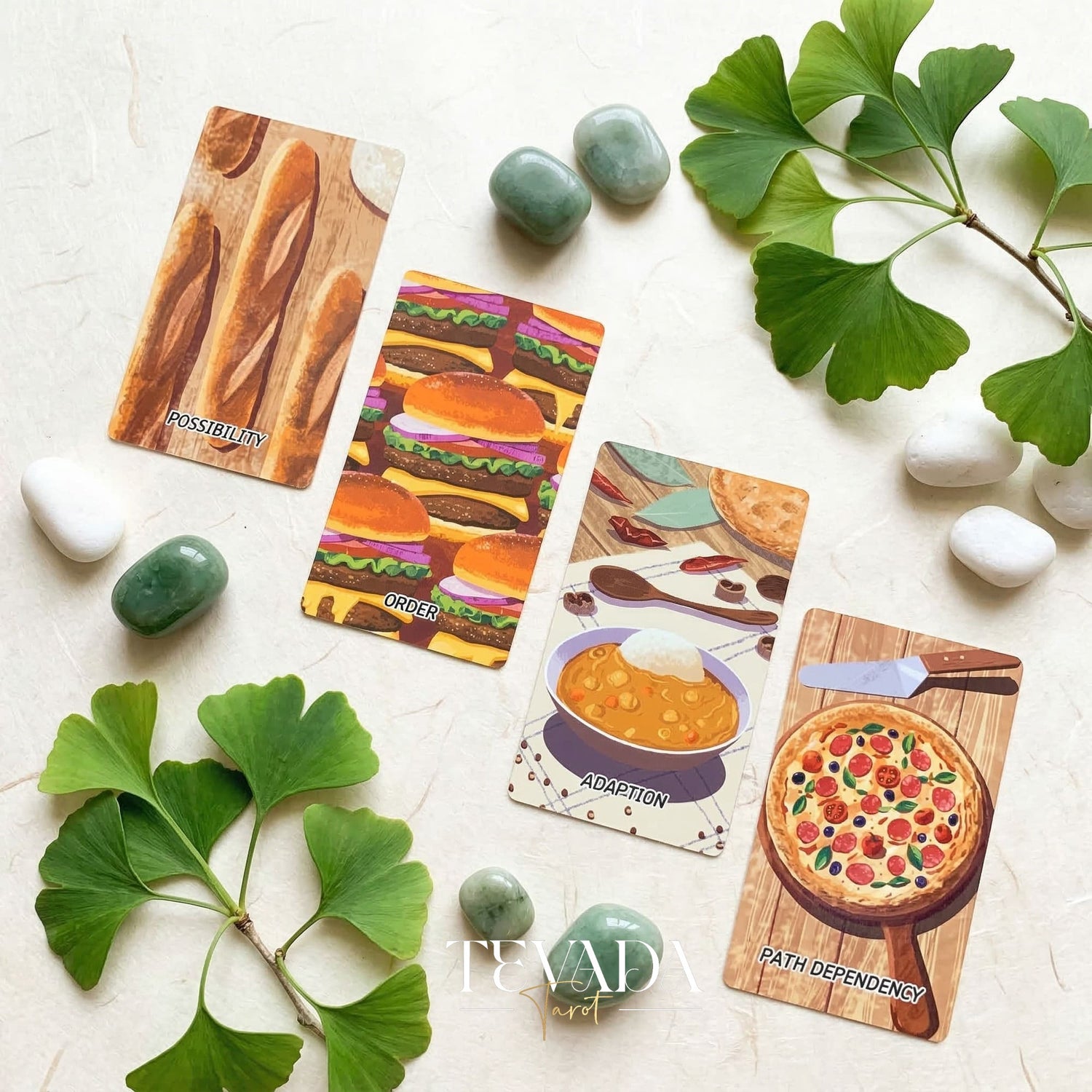Chinese Cuisine Tarot whimsical food themed Indie Tarot cards for daily rituals and self reflection.