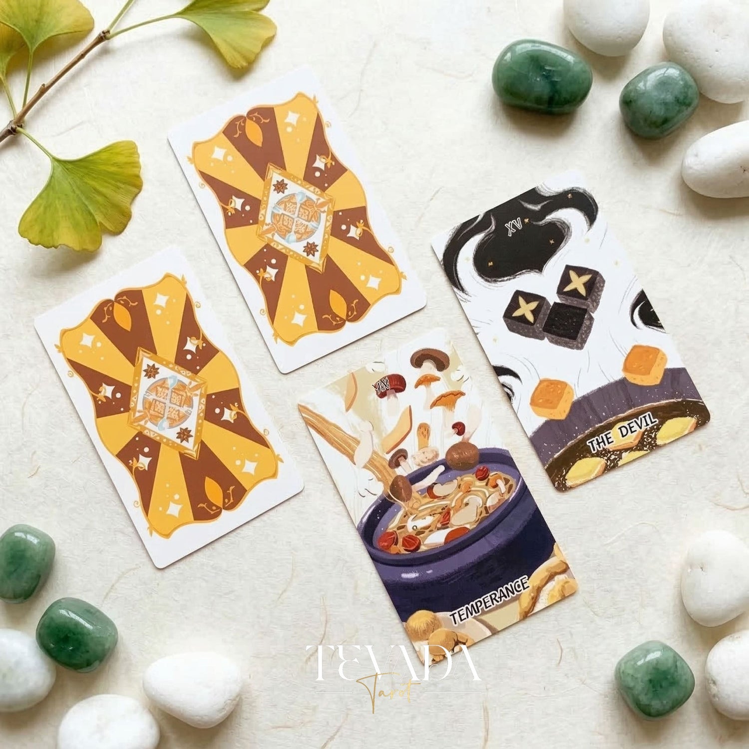 Chinese Cuisine Tarot whimsical food themed Indie Tarot cards for daily rituals and self reflection.