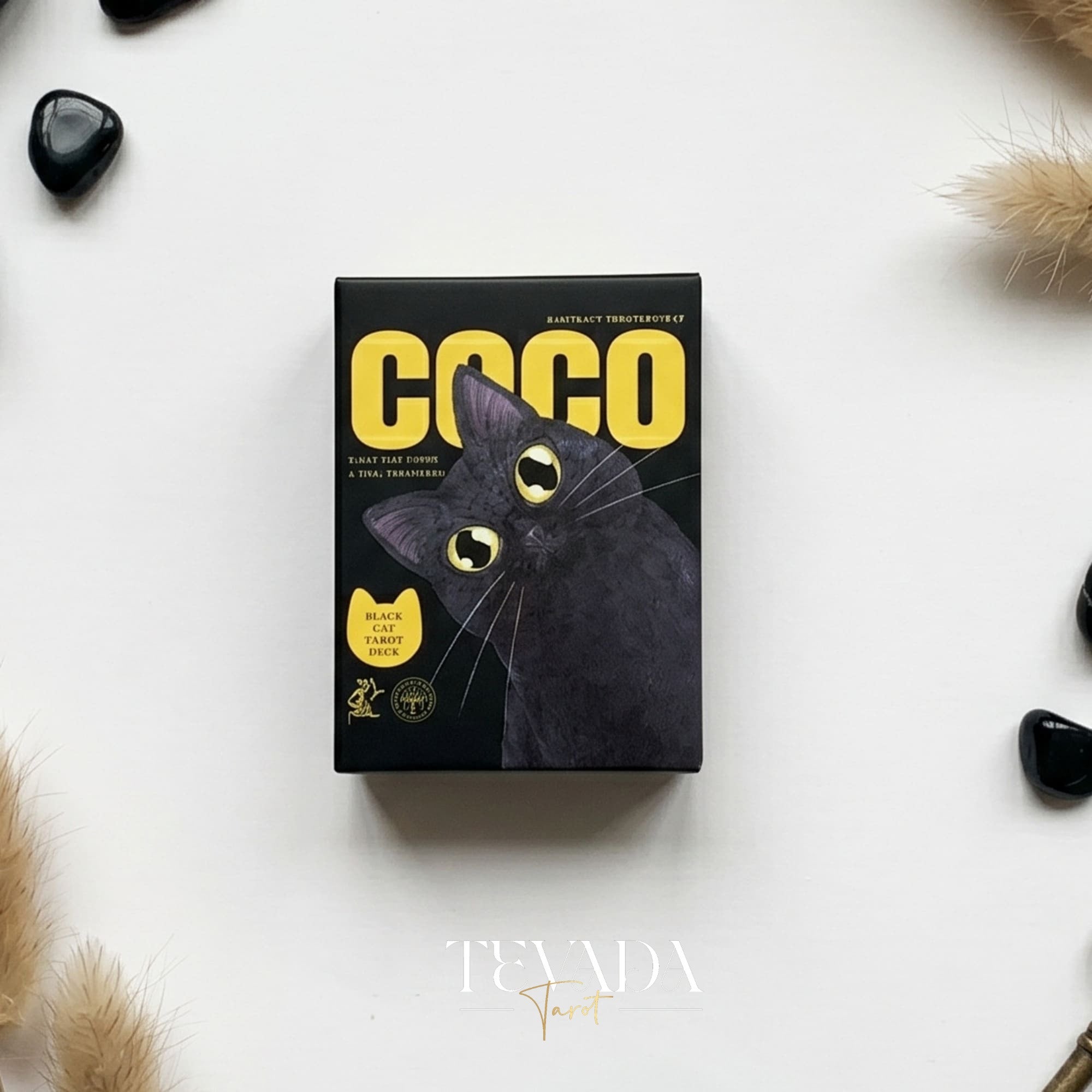 Coco Black Cat Tarot Pocket cute black cat tarot deck with gold gilded edges for playful daily readings.